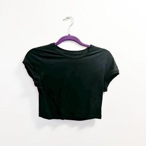 Black TNA Basic Cropped T- Shirt